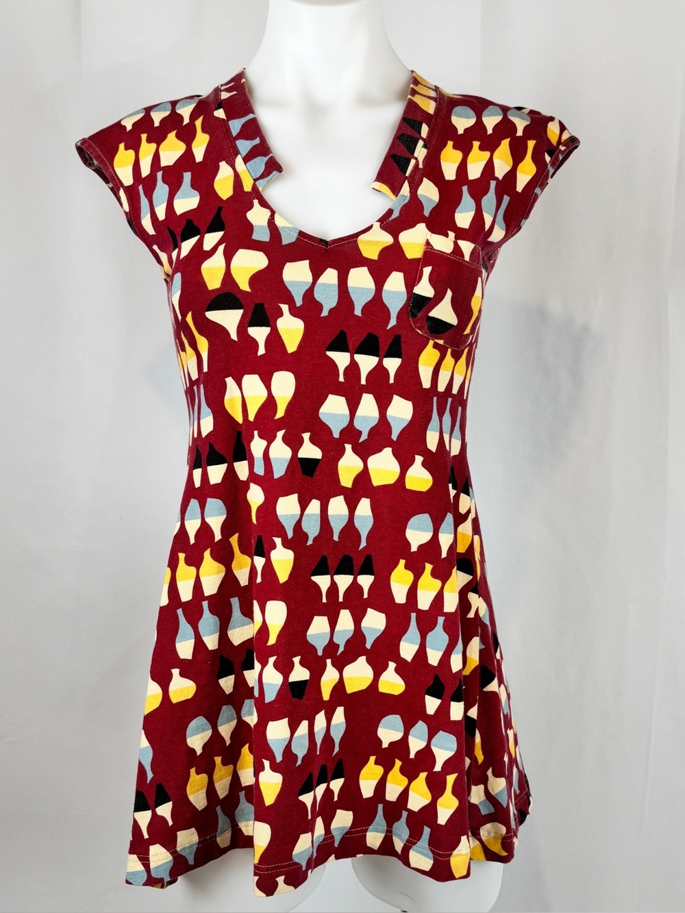 Effie's Heart Colorful Vase Print Cap Sleeve Tunic Small